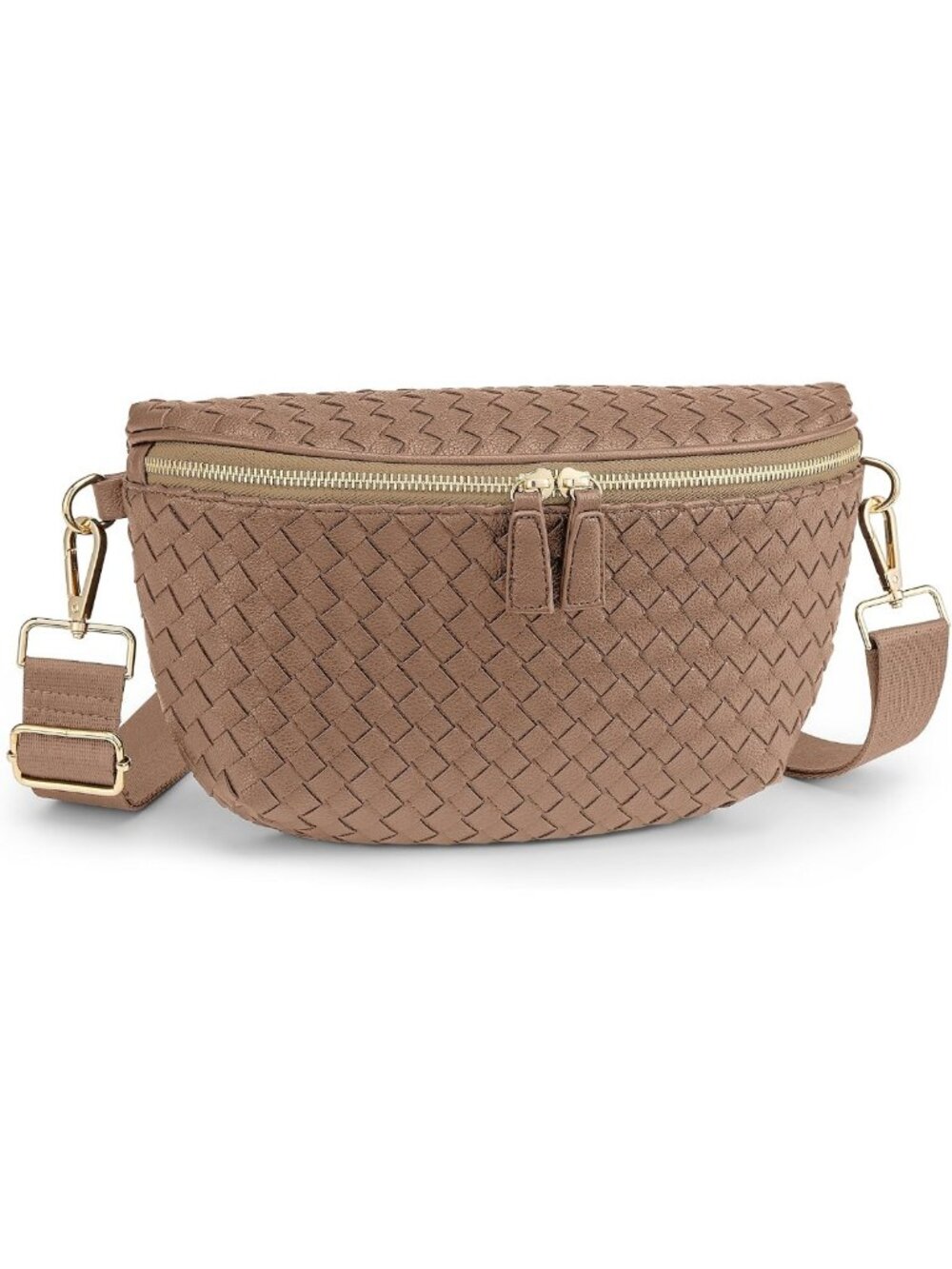 Stylish Woven Crossbody Bag for Women - Travel-Friendly Vegan Leather Bum Bag